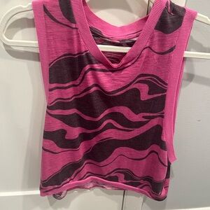 Free People Pink & Brown Wave Tank Top